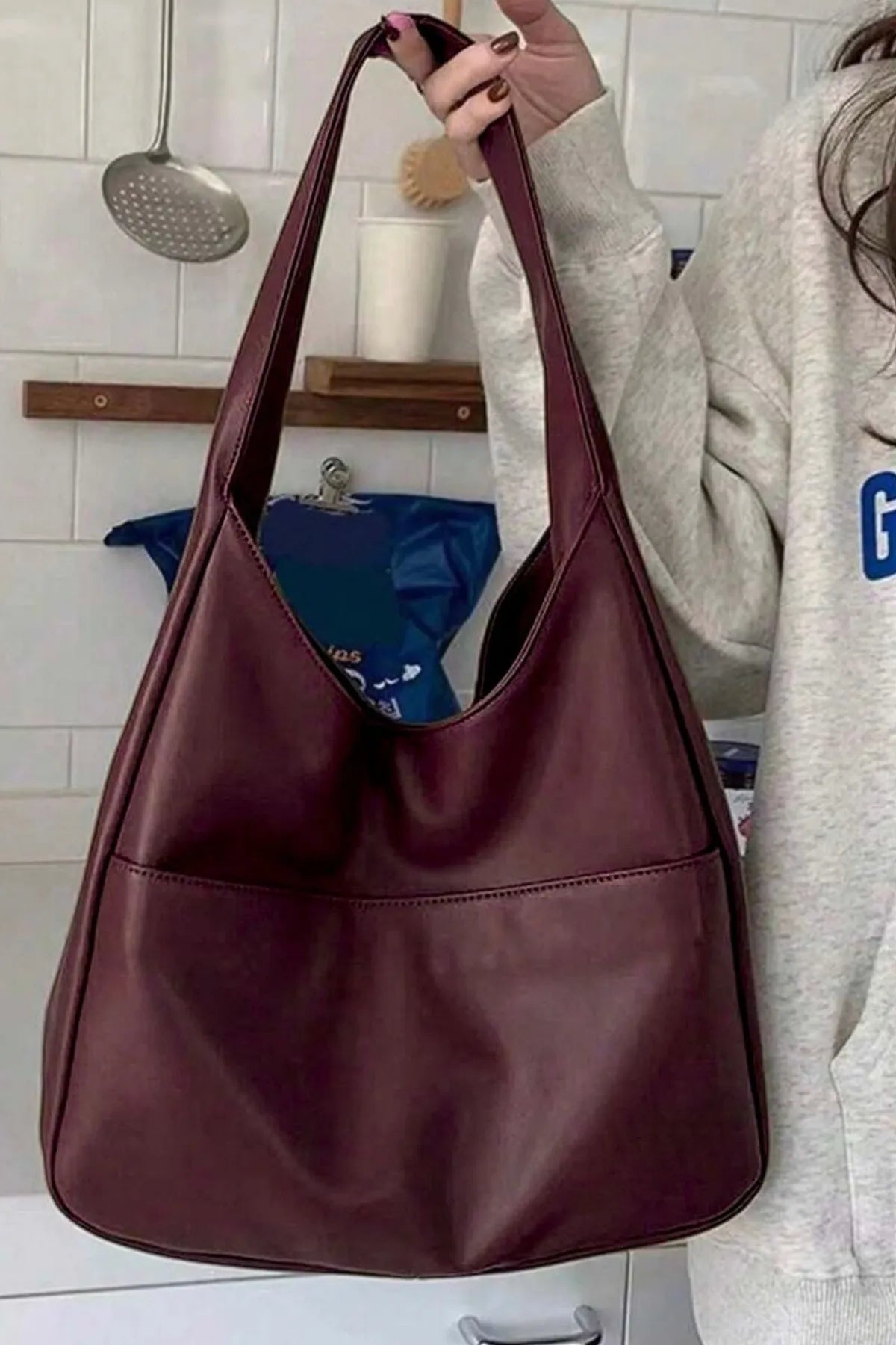 Moda Kadın Hobo Çanta: Şık ve Basit PU Deri, Okul ve İş İçin Geniş Kapasiteli Omuz Çantası"
