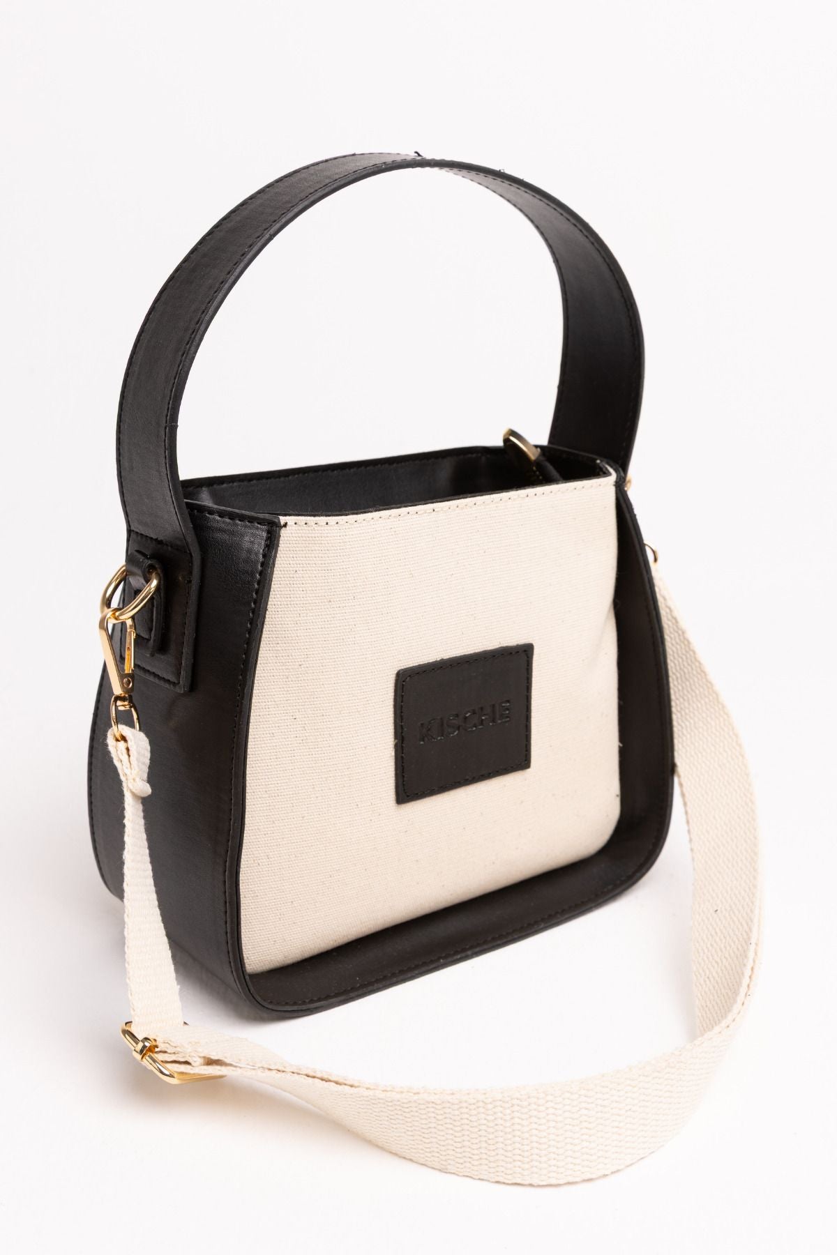 Kanvas Deri Garni tote bag omuz kadın çantası Esme
