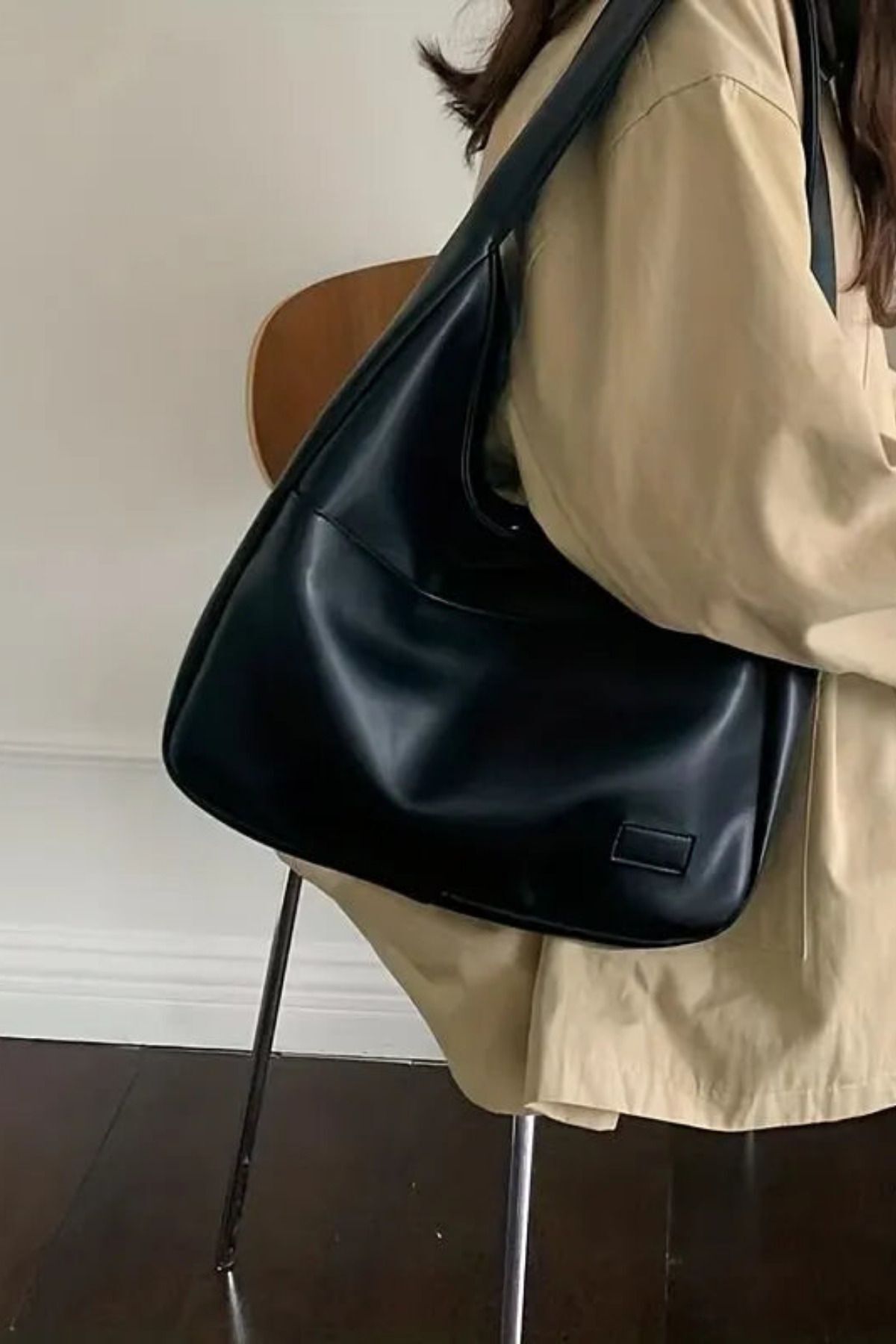 Kadın Omuz Çantası Hobo pinterest Salaş Gri süet astarlı Çanta