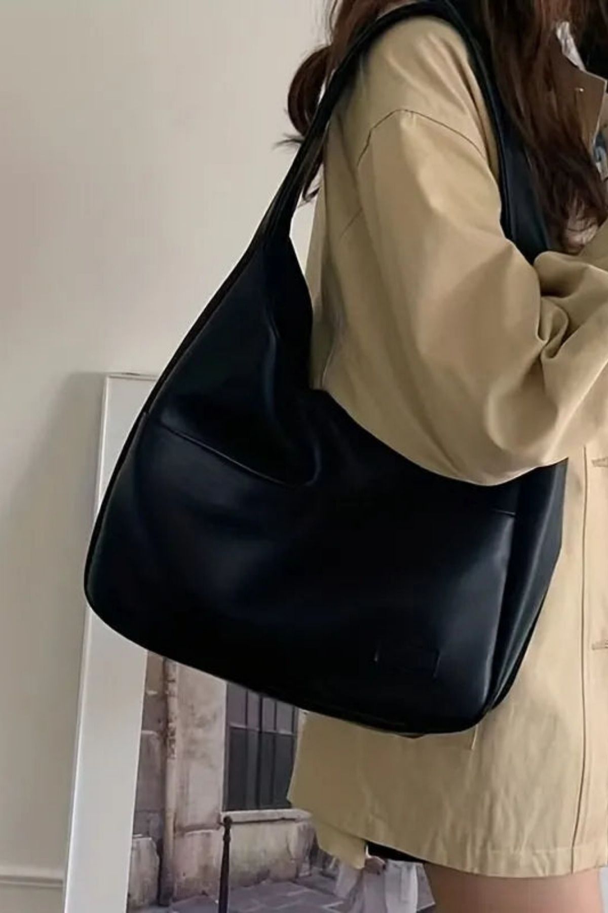 Kadın Omuz Çantası Hobo pinterest Salaş Gri süet astarlı Çanta