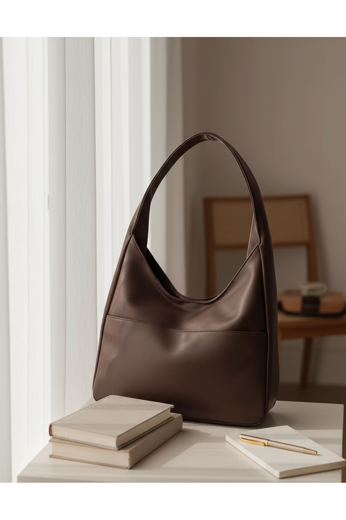 Kadın Omuz Çantası Hobo pinterest Salaş Gri süet astarlı Çanta