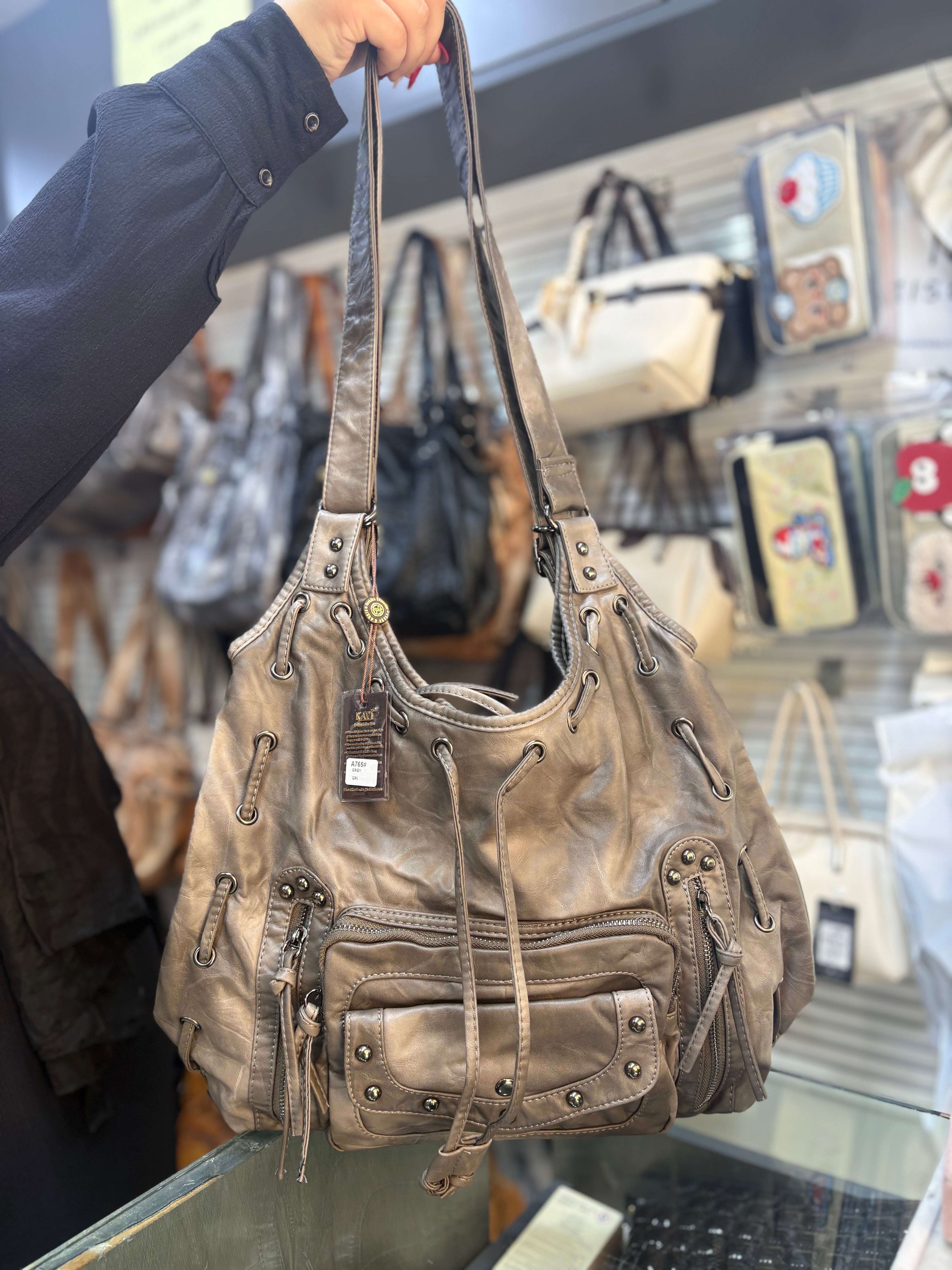 Hafif Çok Gözlü Yumuşak Yıkama deri çapraz askılı retro detaylı Angel kavi-765