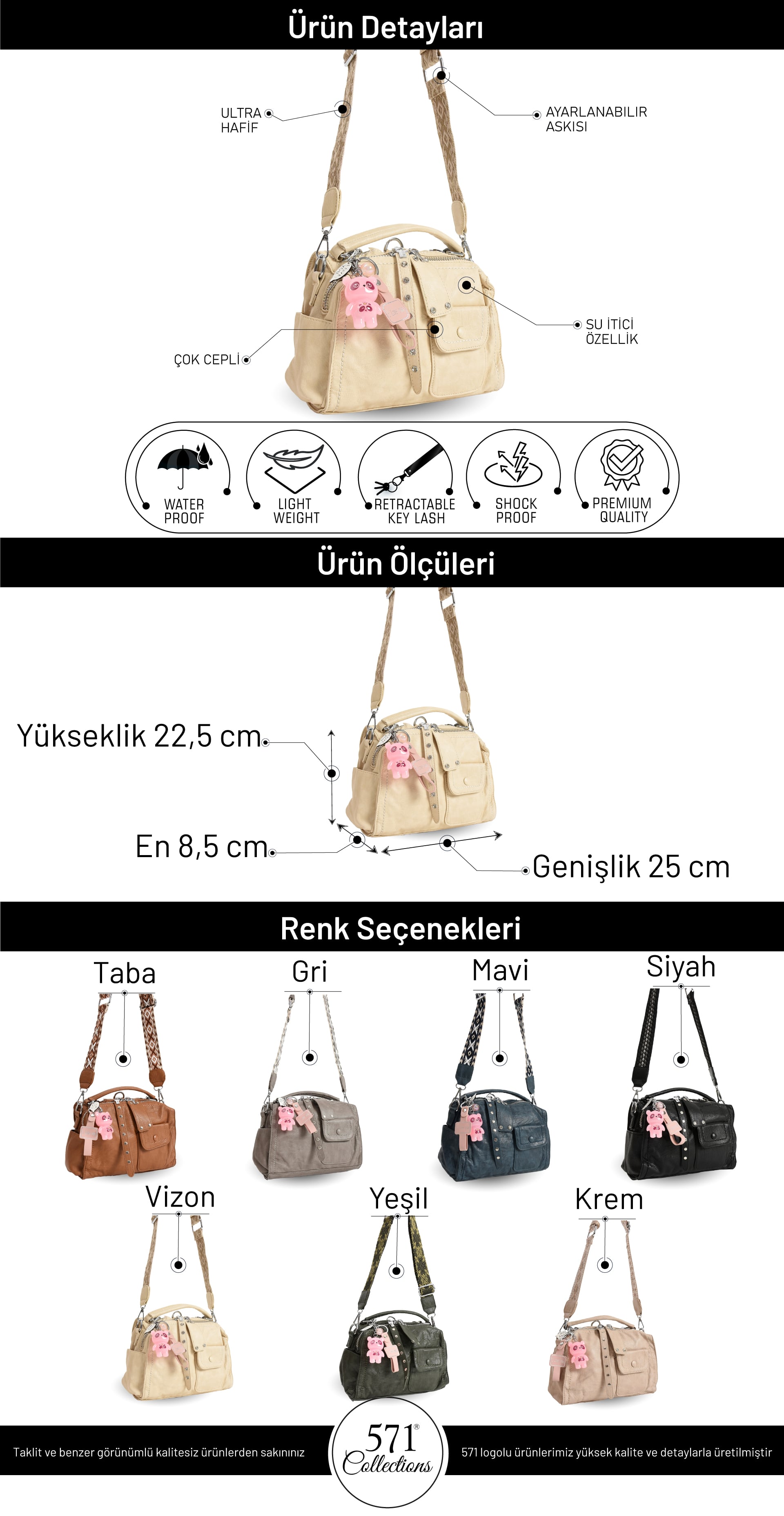Suni Deri Omuz Çantası anahtarlık hediyeli (Model: 571-13-17E)