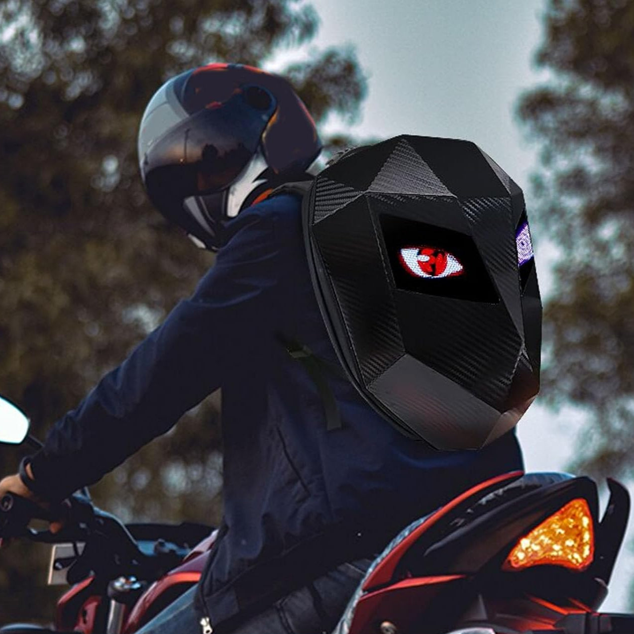 Devil Eye Led Gözlü Sırt Çantası, Siyah, Kask Çantası motorcu çanta