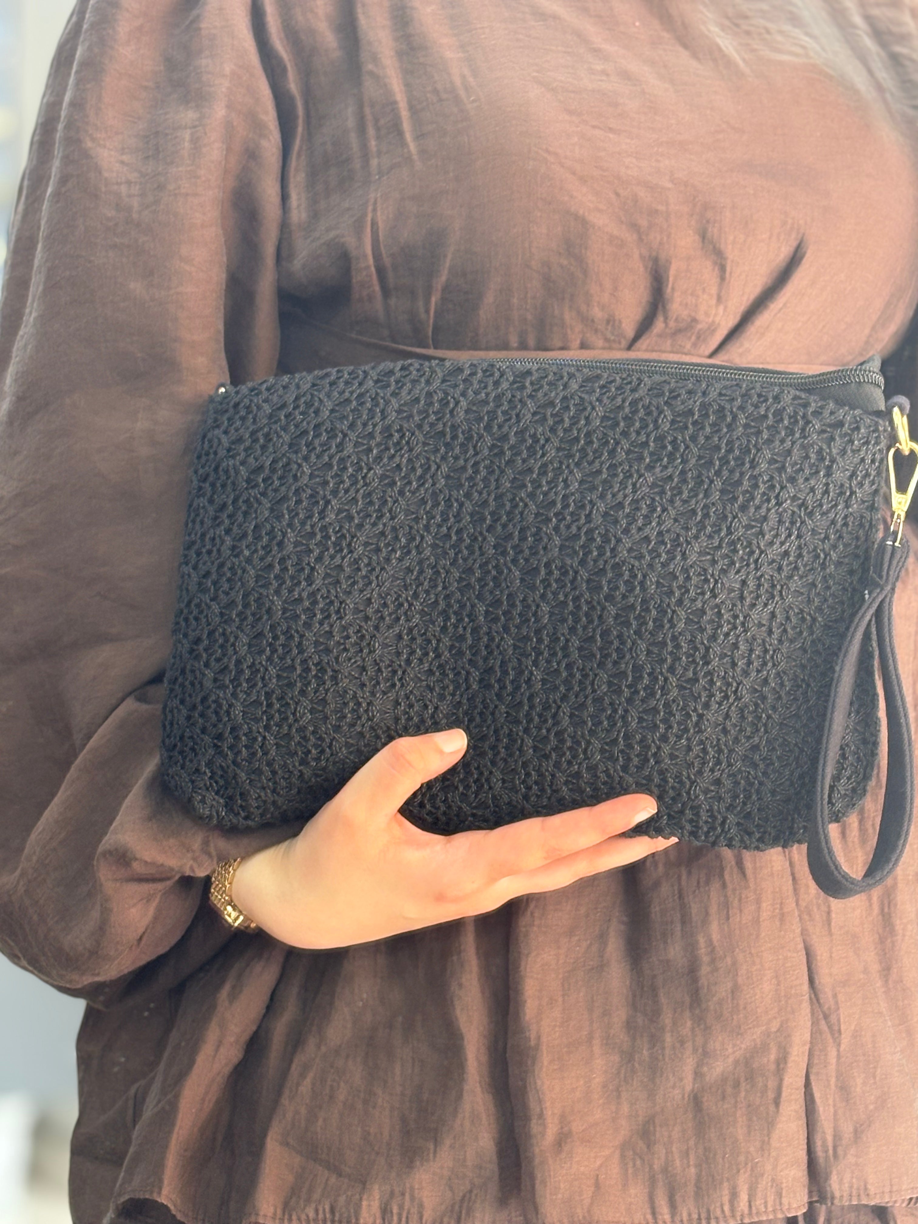 KSCH-H03 Zincir Askılı Hasır Portföy Clutch Çanta