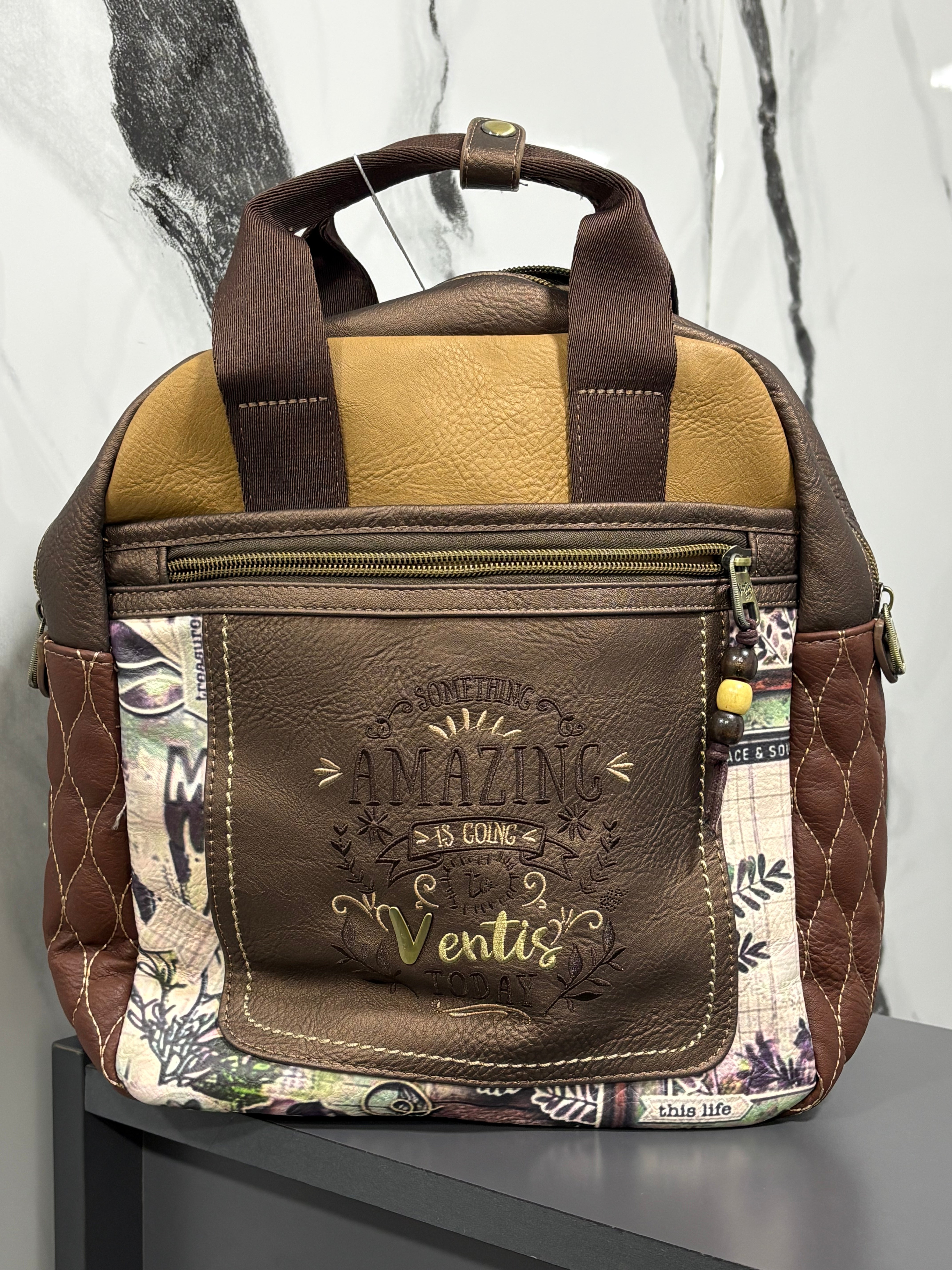 ventis model retro tarz çok bölmeli nakışlı el omuz çapraz model çantası