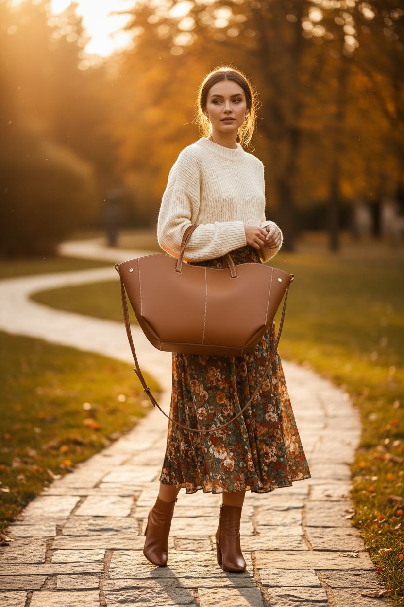 Kadın Özel Üretim PİNTEREST MODEL Büyük Boy Taba El ve Omuz Çantası KSCH-409