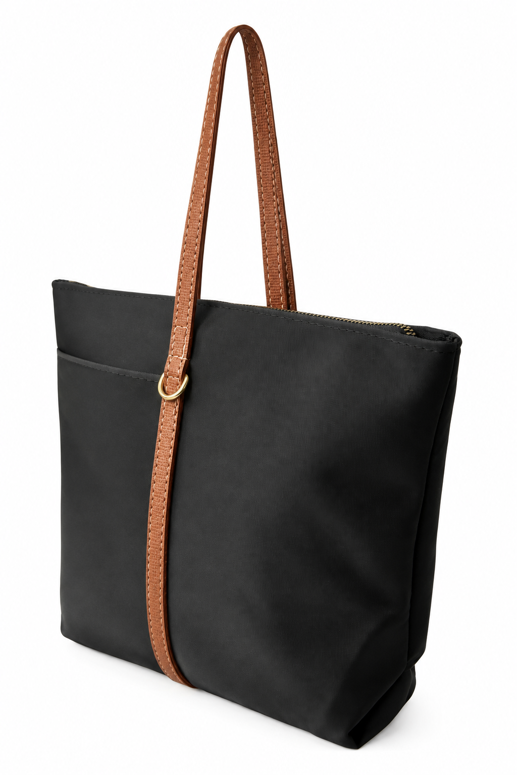 Siyah taba shopper çanta beyaz fon