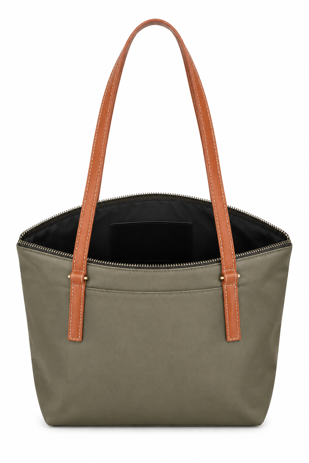 Haki shopper çanta beyaz fon
