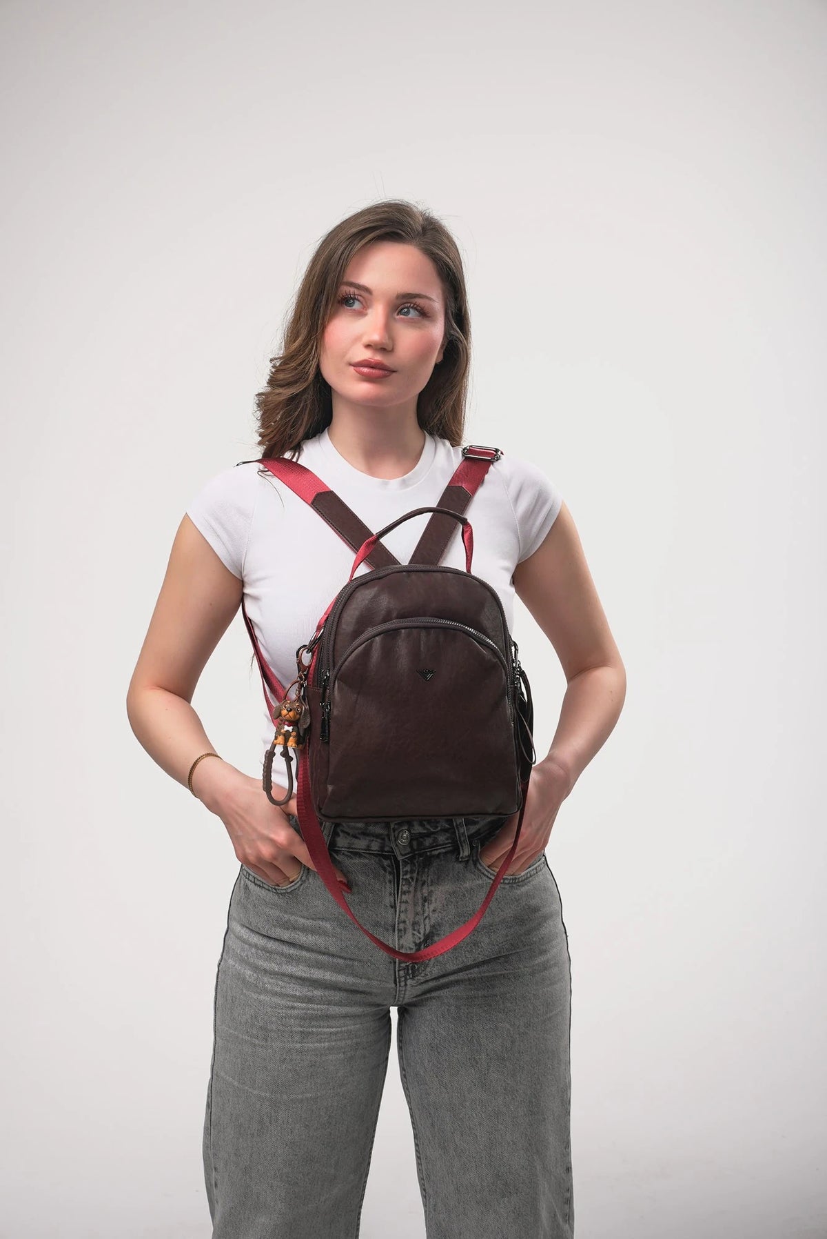 ÇÇS 18475 Kadın Sırt Çantası - BORDO