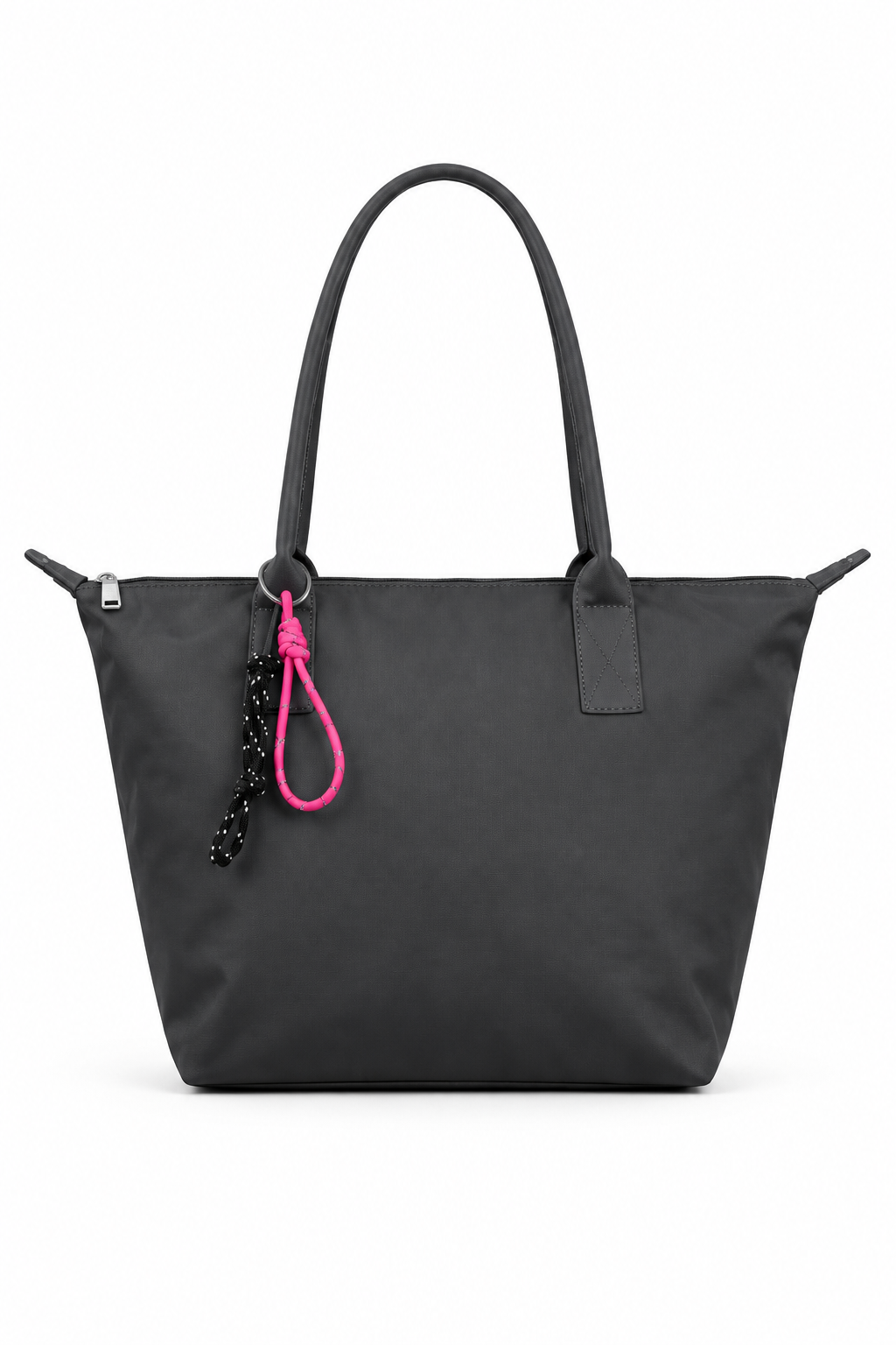 Gri shopper tote çanta, düz beyaz fon