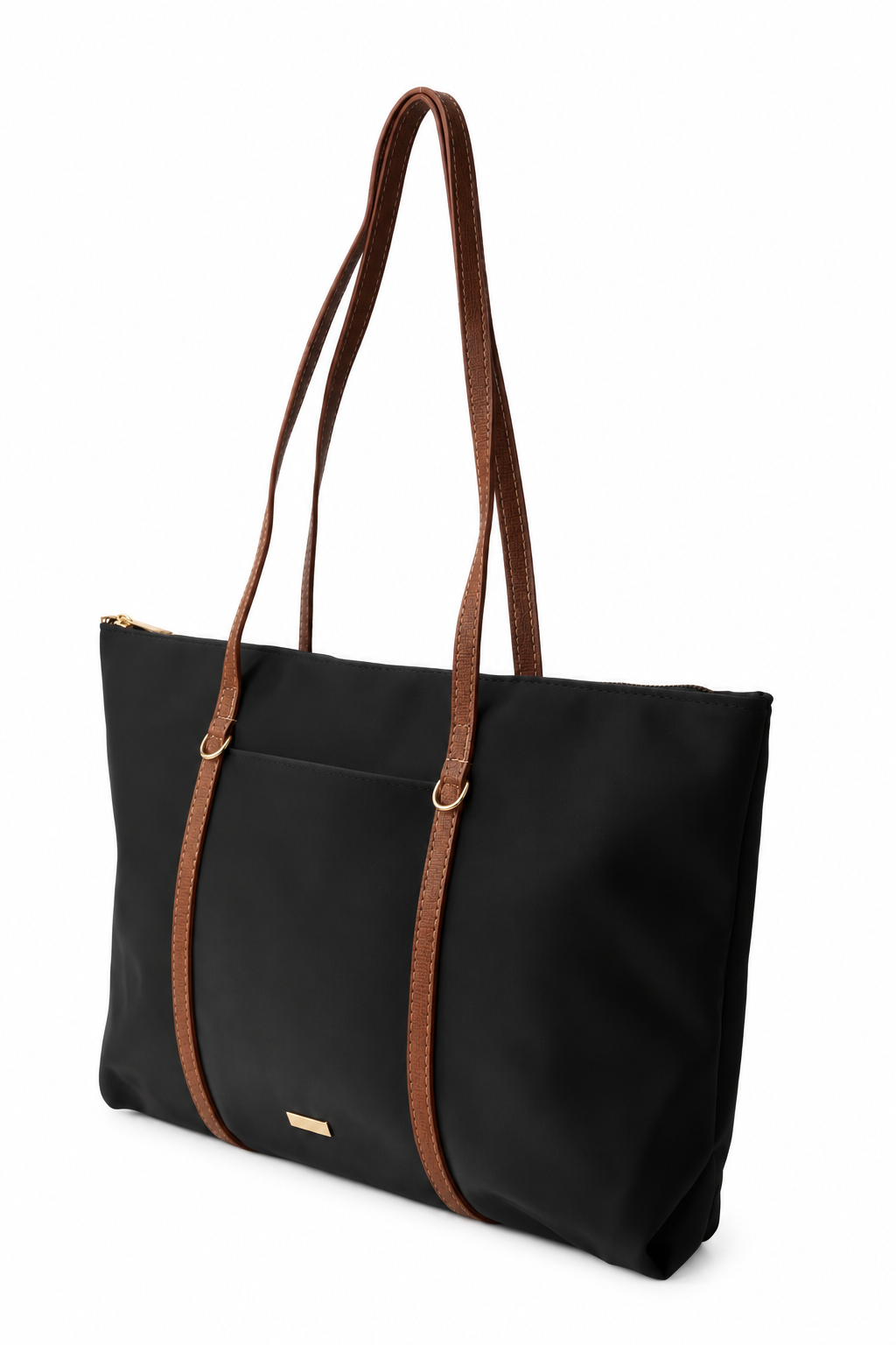 Siyah taba shopper çanta beyaz fon