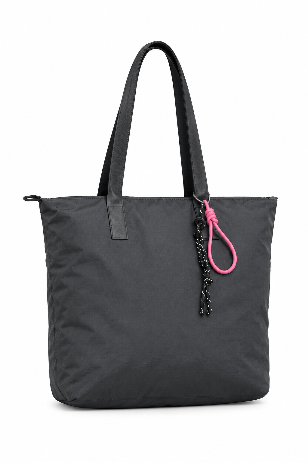 Gri shopper tote çanta, düz beyaz fon