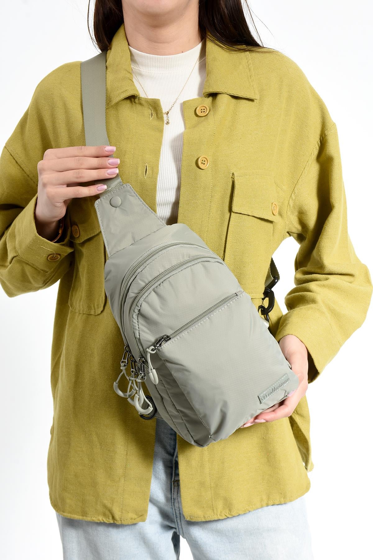 Üç Bölmeli Unisex Bodybag Vizon