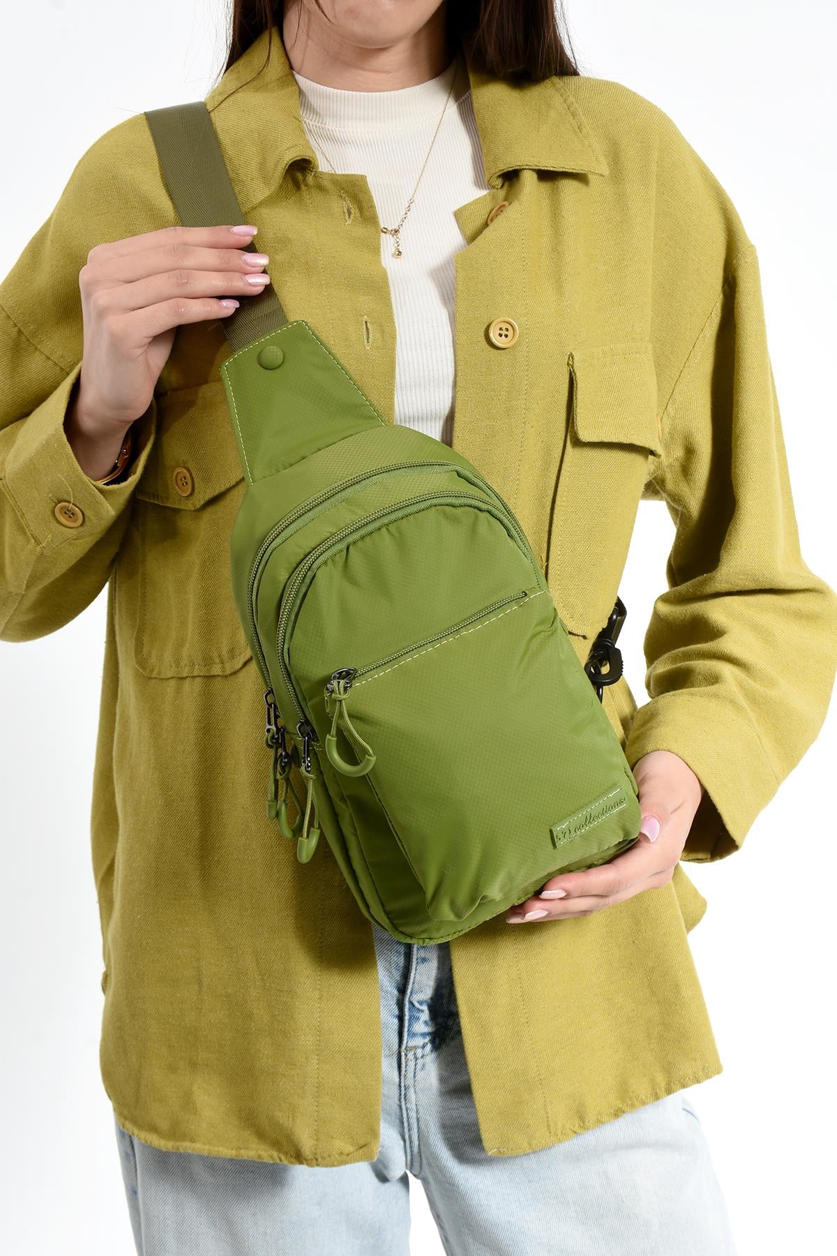 Üç Bölmeli Unisex Bodybag Açık Yeşil