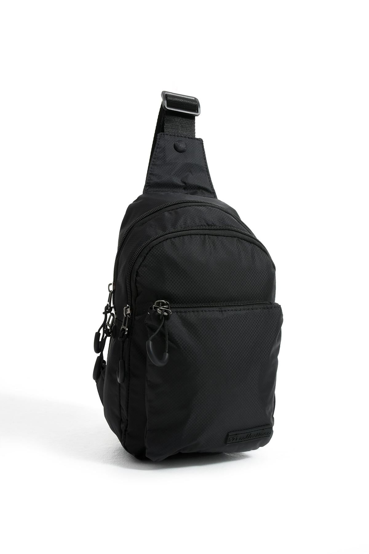 Üç Bölmeli Unisex Bodybag Siyah detay 3