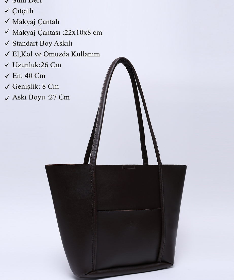 Kische SHK80 Önü Cepli, Çıtçıtlı, Makyaj Çantalı, Büyük Boy Çanta