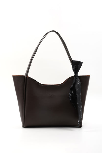 SHK240 Suni Deri Fermuarlı Tek Bölmeli Fular Hediyeli Çanta - Kahve