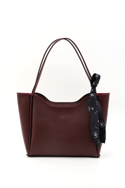 SHK240 Suni Deri Fermuarlı Tek Bölmeli Fular Hediyeli Çanta - Bordo