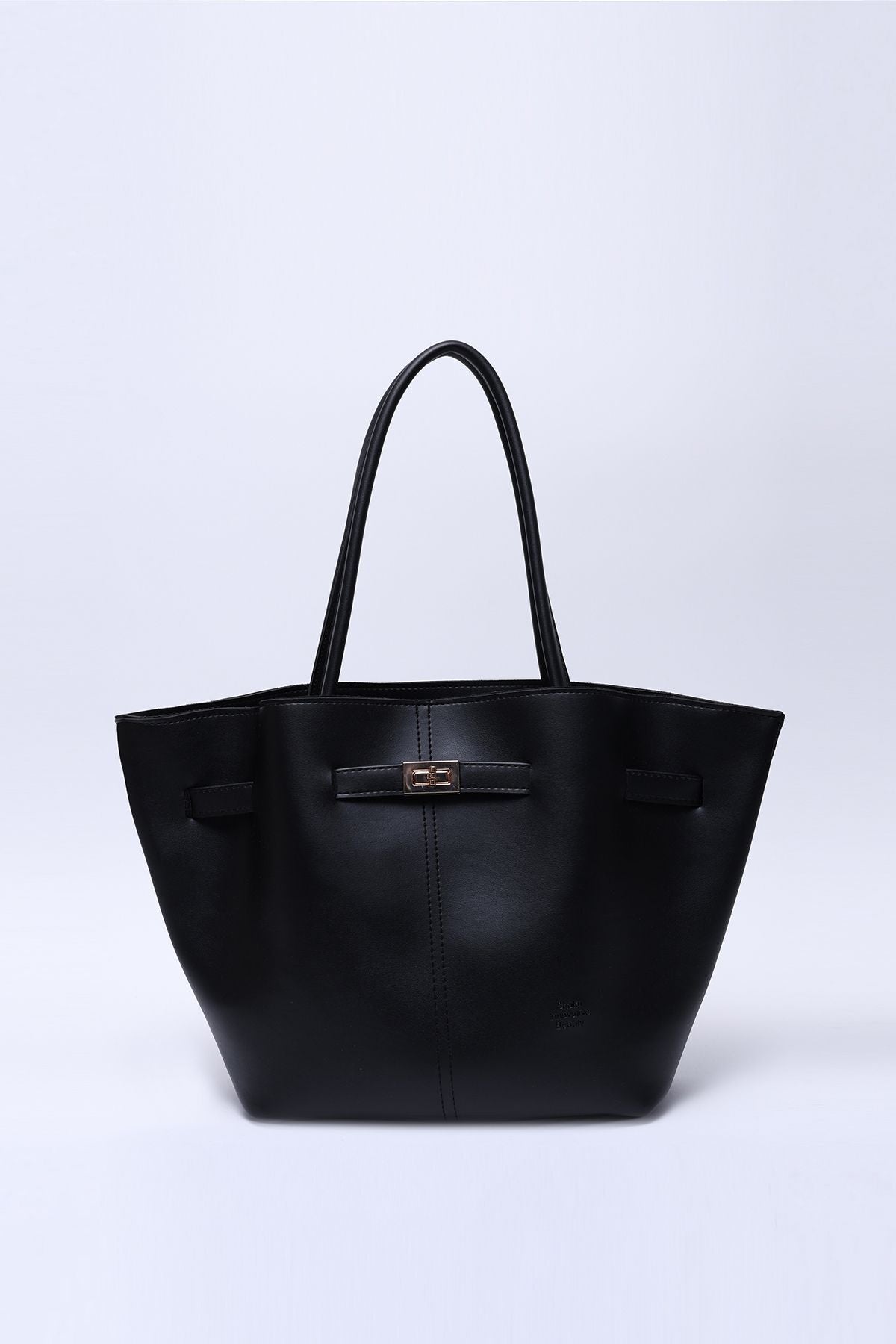 Siyah Tote Bag Omuz Çantası Büyük Boy Omuz Kadın Çantası Pera - Siyah deri