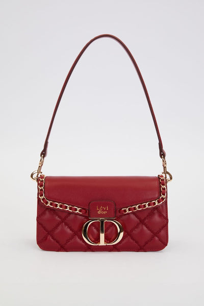 Koyu Kahve Çift Askılı Kapitone Omuz Çantası - KOYU KAHVE