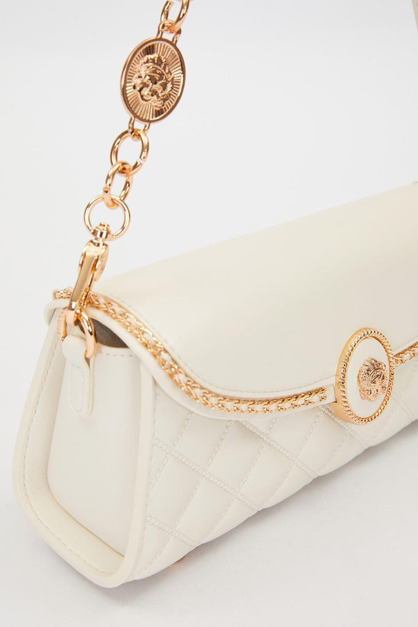 Krem Zincir Askı Detay Omuz Çantası - Görsel 3