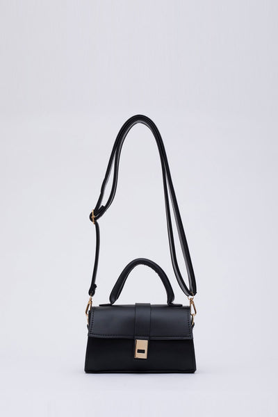 Shk109 Suni Deri Çıtçıtlı Ayarlanabilir Askılı Kadın El, Kol Ve Omuz Çantası U:11 E:19 G:7 cm - siyah