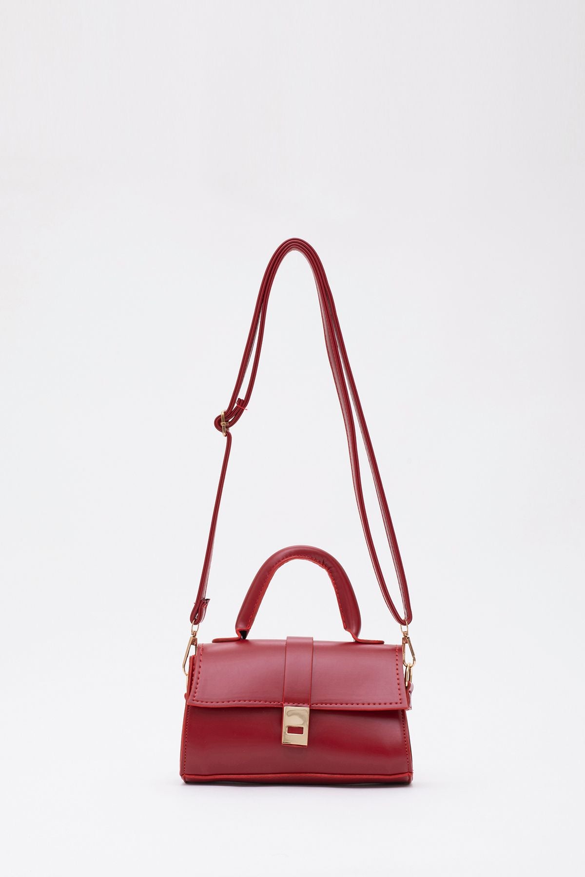 Shk109 Suni Deri Çıtçıtlı Ayarlanabilir Askılı Kadın El, Kol Ve Omuz Çantası U:11 E:19 G:7 cm