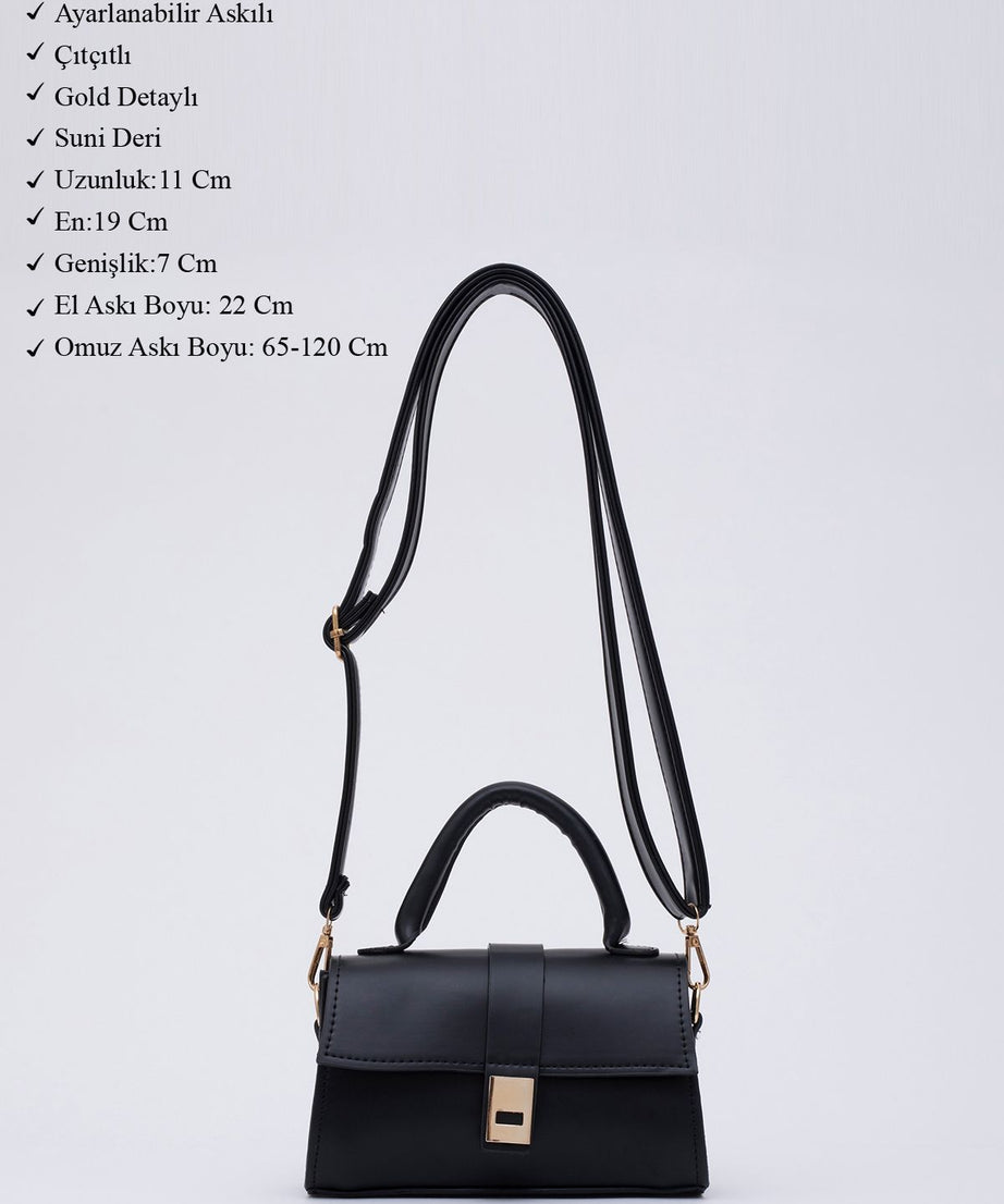 Shk109 Suni Deri Çıtçıtlı Ayarlanabilir Askılı Kadın El, Kol Ve Omuz Çantası U:11 E:19 G:7 cm