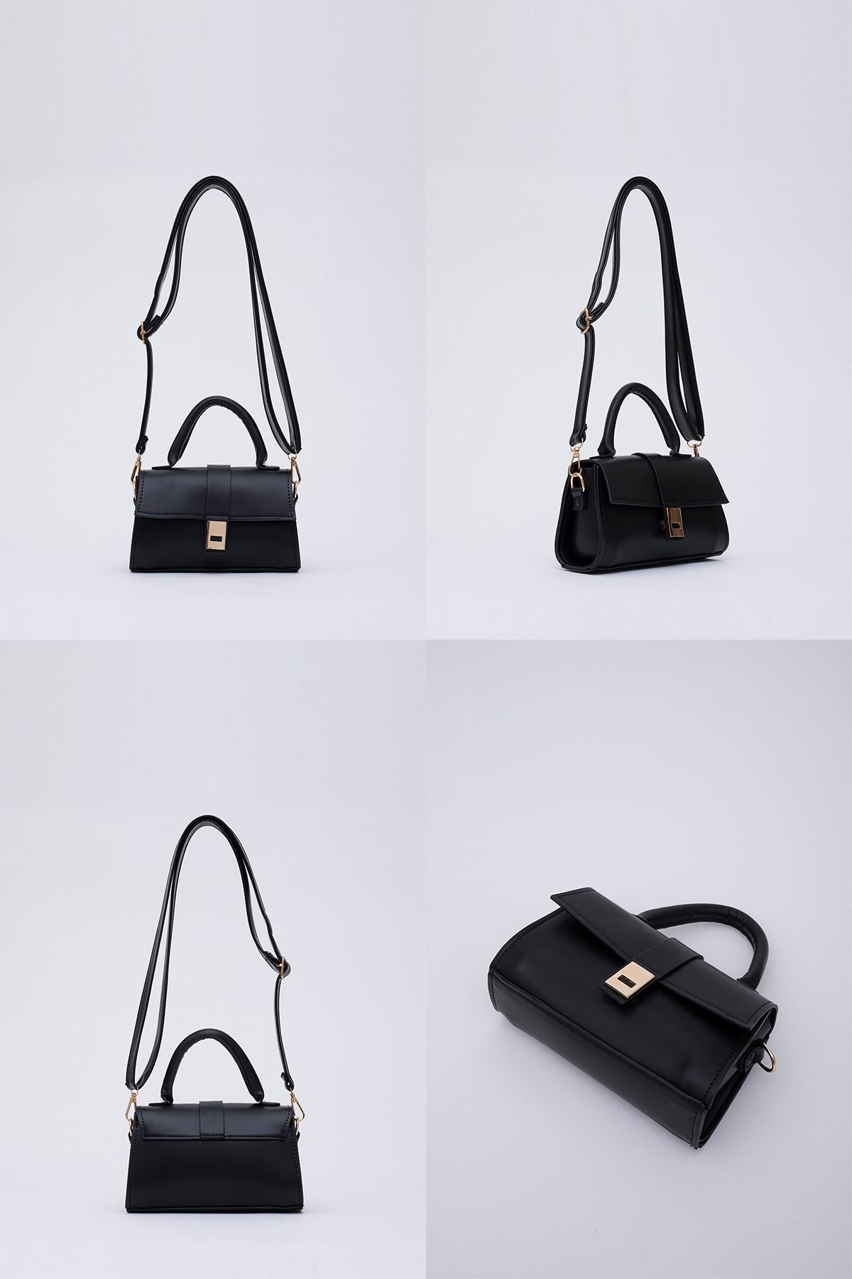 Shk109 Suni Deri Çıtçıtlı Ayarlanabilir Askılı Kadın El, Kol Ve Omuz Çantası U:11 E:19 G:7 cm