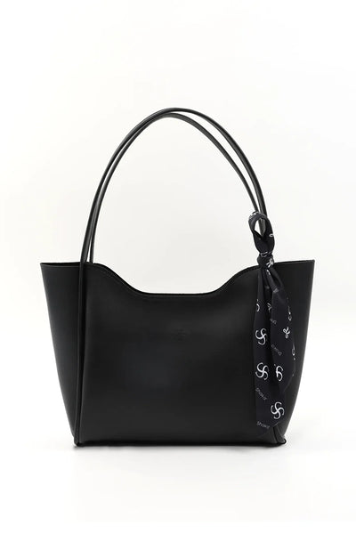 SHK240 Suni Deri Fermuarlı Tek Bölmeli Fular Hediyeli Çanta - Siyah