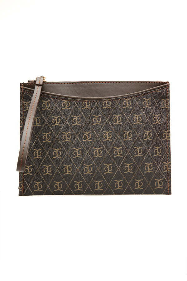 Kadın tabba kahverengi Baskılı Kadın Clutch El Çantası portföy KSCH-4075