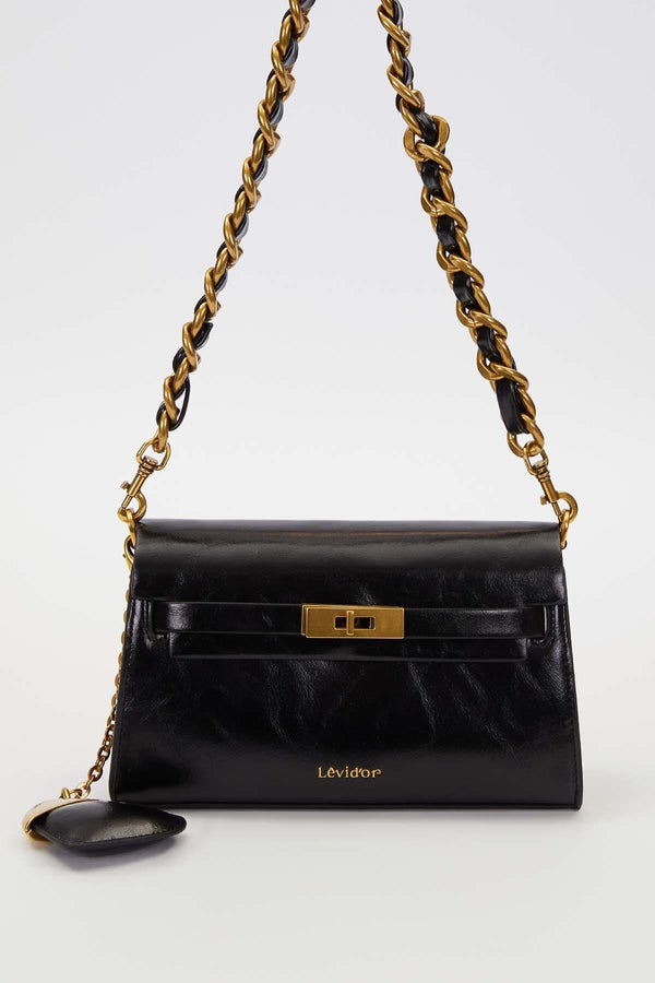 Siyah Kalp Aksesuar Detaylı Omuz Çantası - Görsel 1