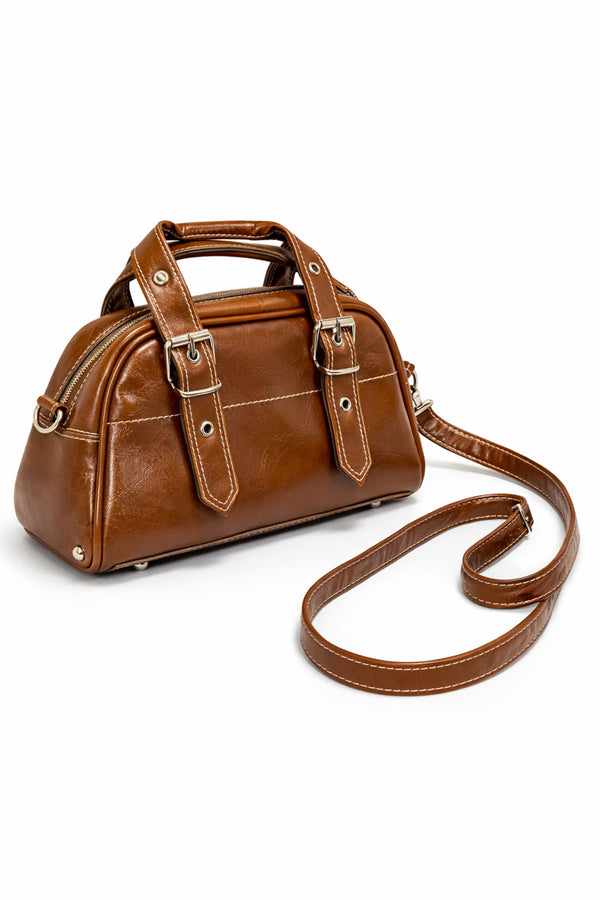 Kahve taba kırışık Dokulu omuz ve el askılı Kadın Çanta KSCH-4079