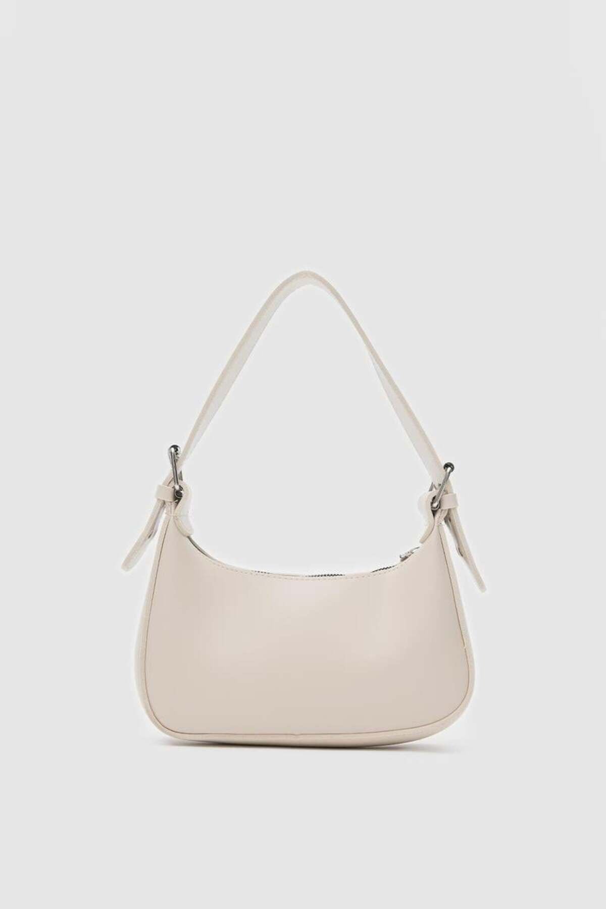 Oval Krem Baget Çanta - Krem