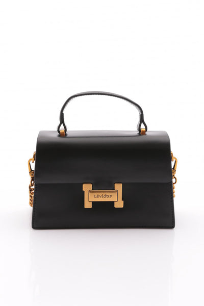 Krem Kare Tasarım El Çantası - Siyah