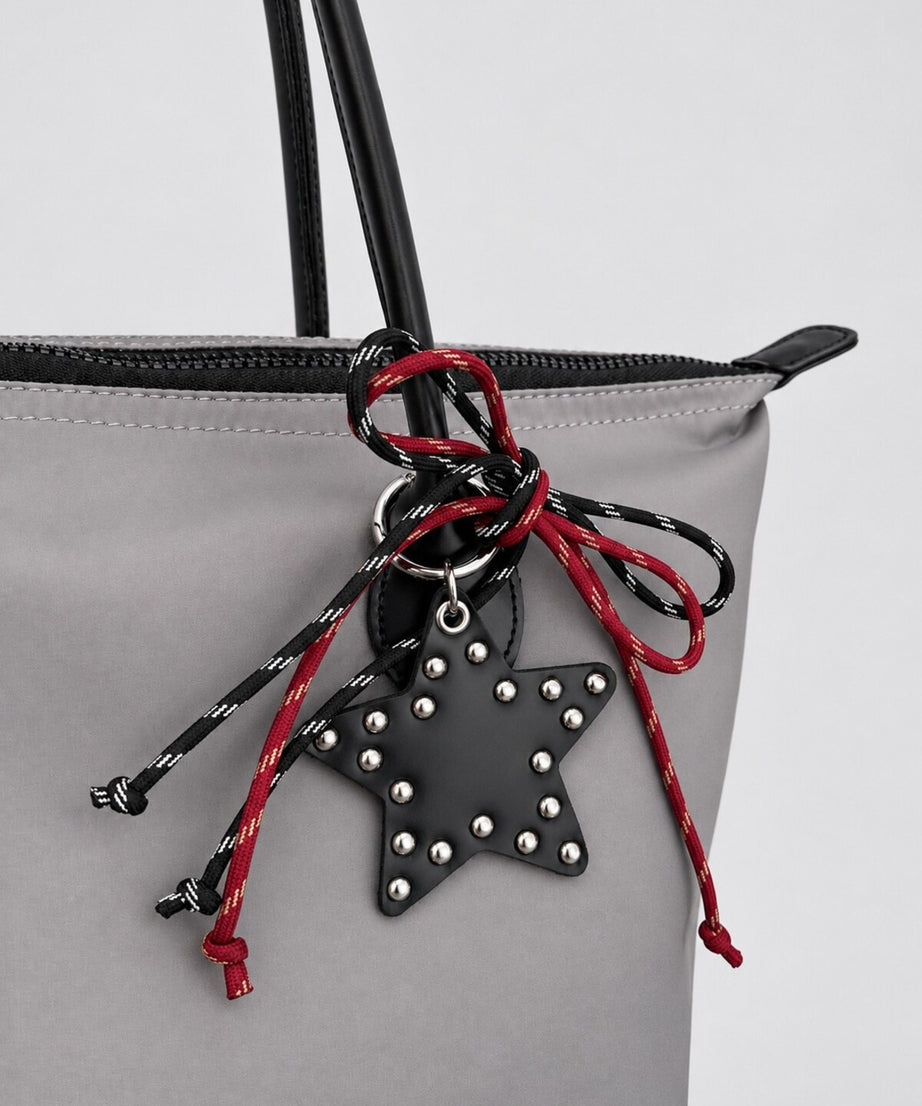 Kadın Süslemeli Fermuarlı Shopper Omuz Çantası - GRİ