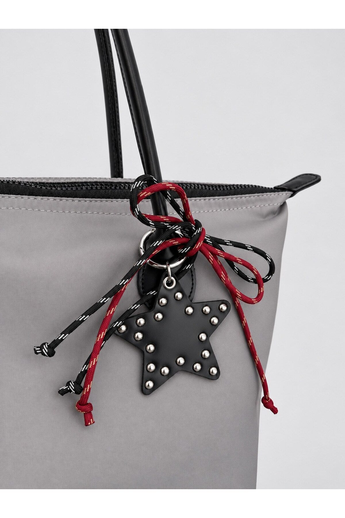 Kadın Süslemeli Fermuarlı Shopper Omuz Çantası - GRİ