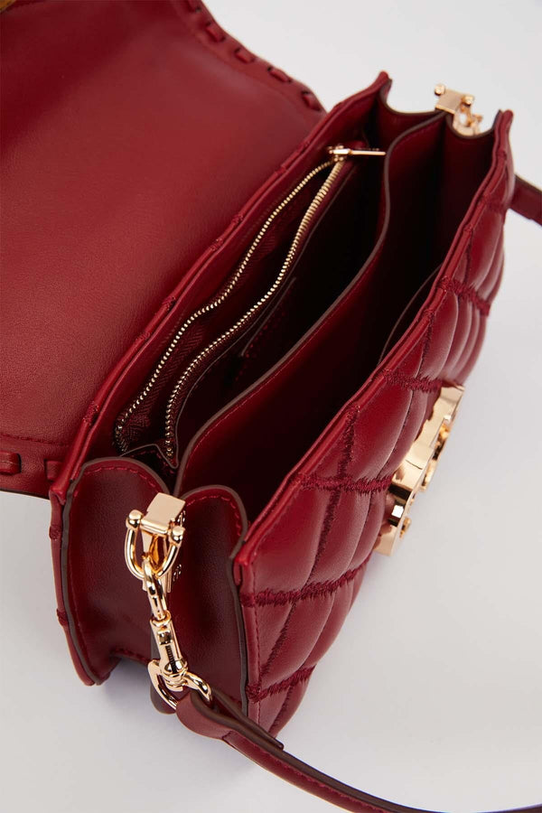 Koyu Kahve Çift Askılı Kapitone Omuz Çantası - Görsel 3