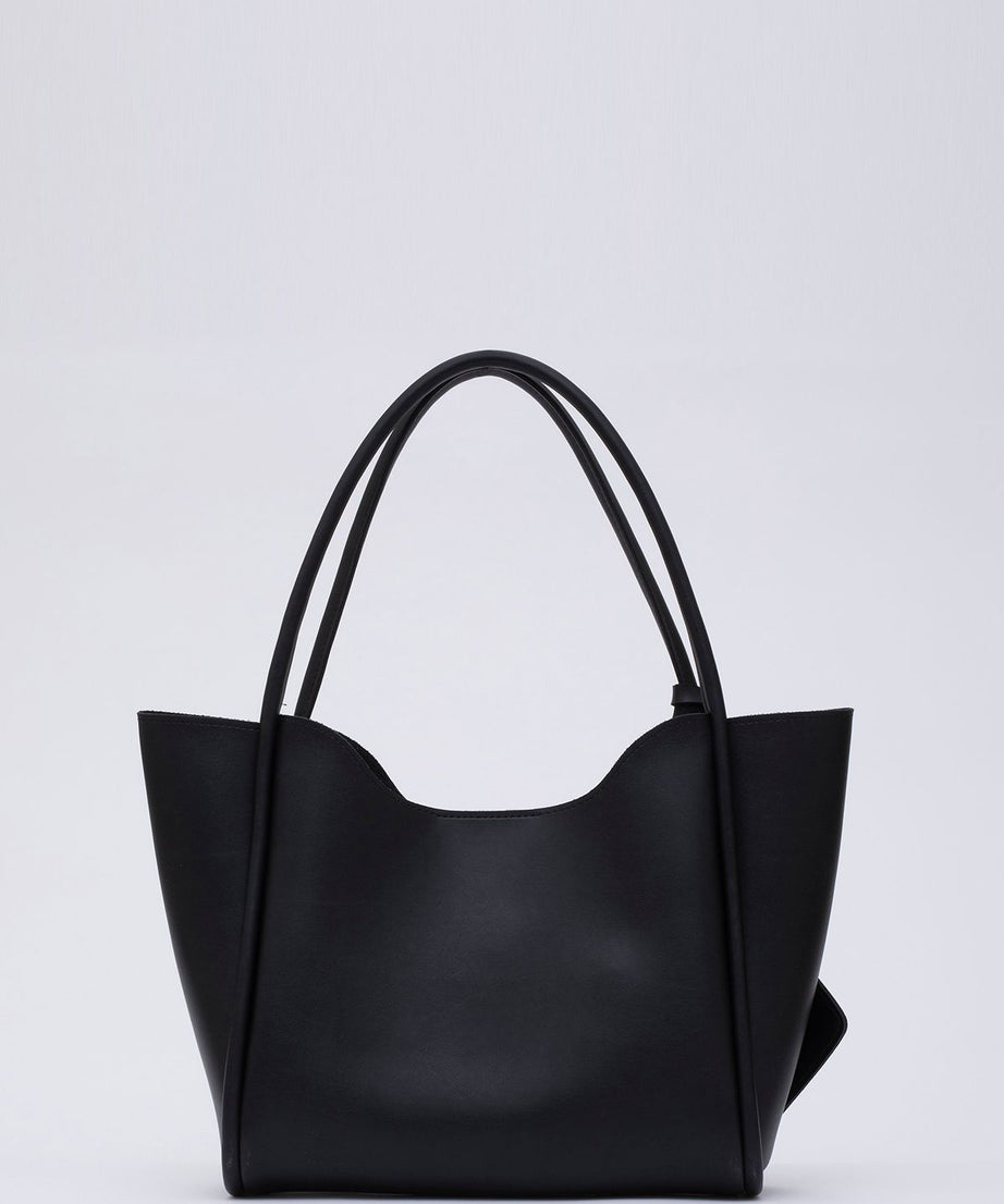 Siyah Shk108 Çıtçıtlı Suni Deri Cüzdanlı Makyaj Çantalı Kadın El ve Omuz Çantası U:25 E:38 G:15 cm