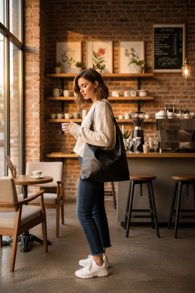 Fermuar kapamalı Üniversite kadın el ve omuz Çantası astarlı Süet taba - Siyah düz