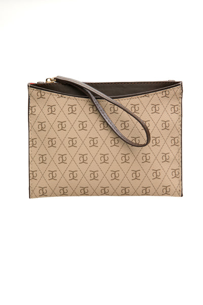 Kadın tabba kahverengi Baskılı Kadın Clutch El Çantası portföy KSCH-4075 - Bej