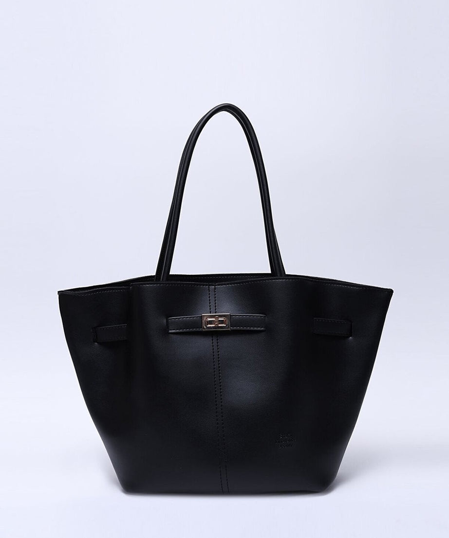 Siyah Tote Bag Omuz Çantası Büyük Boy Omuz Kadın Çantası Pera - Görsel 4