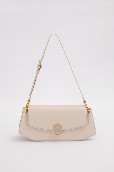 Vizon Oval Gold Aksesuarlı Omuz Çantası - Vizon