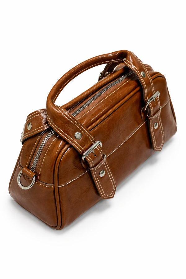 Kahve taba kırışık Dokulu omuz ve el askılı Kadın Çanta KSCH-4079