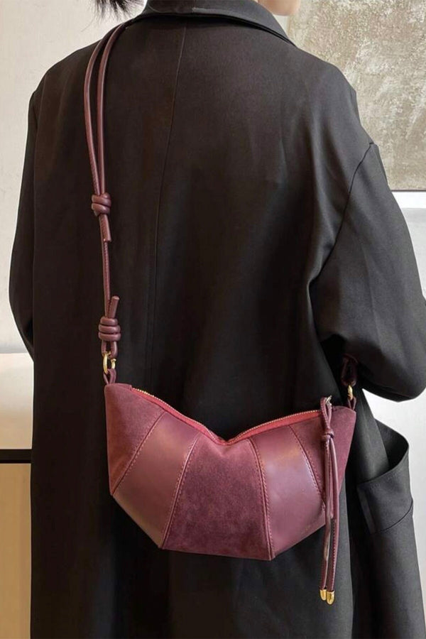 Kahve Süet Deri garni kuruvasan model spor el ve omuz çantası KSCH-4078