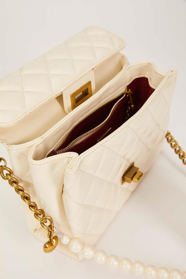 Beyaz İnci Ve Kalp Aksesuar Detaylı Omuz Çantası - Görsel 3