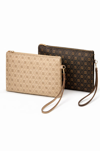 Kadın Baskılı Kadın Clutch El Çantası portföy ponny 2li Siyah Vizon KSCH-4076 - kahvevizon ikili