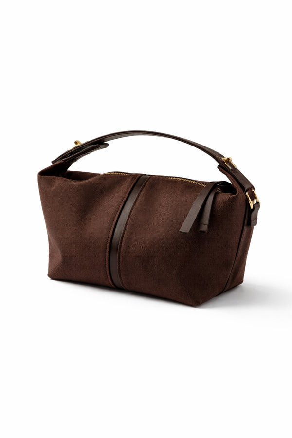 Kadın Omuz Çantası Süet El ve Omuz Lora Acı kahve