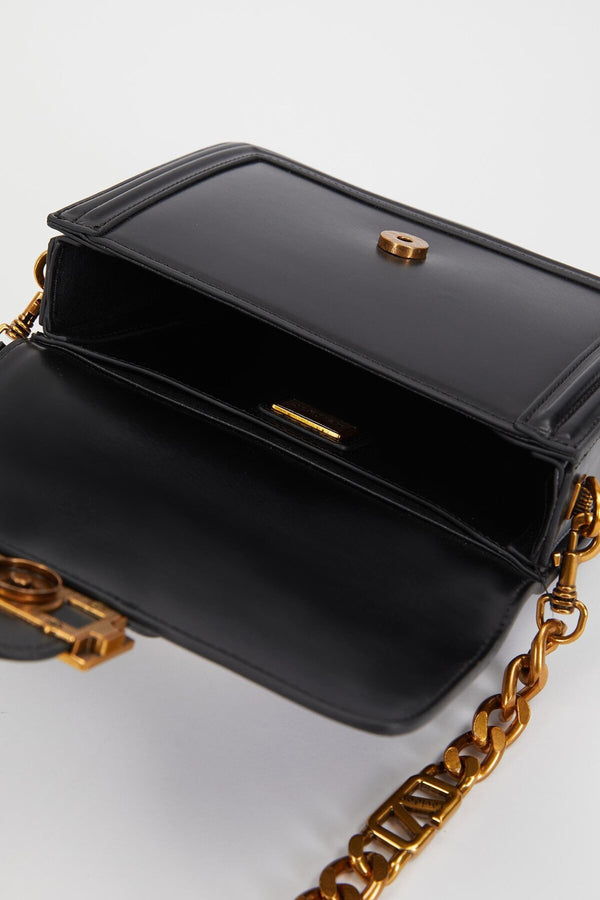 Siyah Deri Zincir Askılı Omuz Çantası - Görsel 5